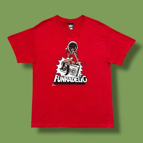 Vintage Funkadelic Shirt y2k George Clinton Parliament Band Tee Red M/L - Picture 1 of 10
